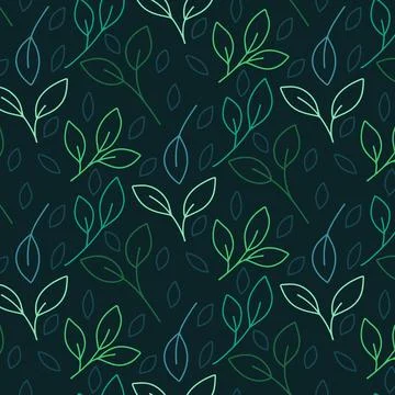 Vector seamless pattern and abstract background with green leaves for packag Stock Illustration