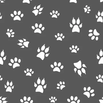 Vector seamless pattern and background with icons footprint to pets Stock Illustration