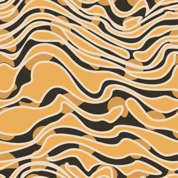 Vector seamless pattern and horizontal smooth lines in orange with stroke. イラスト素材