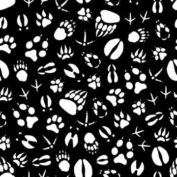 Vector seamless pattern animal or bird footprints 스톡 일러스트