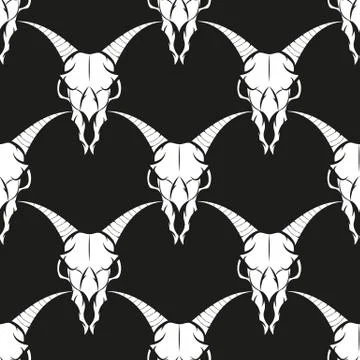 Vector seamless pattern of animal skulls. Illustrazione stock