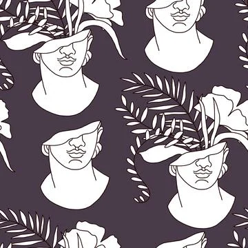 Vector seamless pattern with antique marble statues with broken elements. Greek Stock Illustration