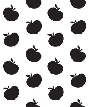 Vector seamless pattern of apples silhouette Stock Illustration