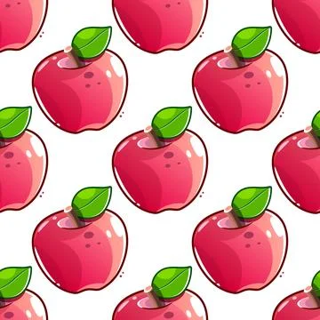 Vector seamless pattern with apples. Trendy hand drawn print. Modern abstra.. Stock Illustration