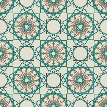 Vector seamless pattern in arabic style in pastel colors Stock Illustration