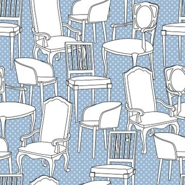 Vector seamless pattern with armchairs Stock Illustration