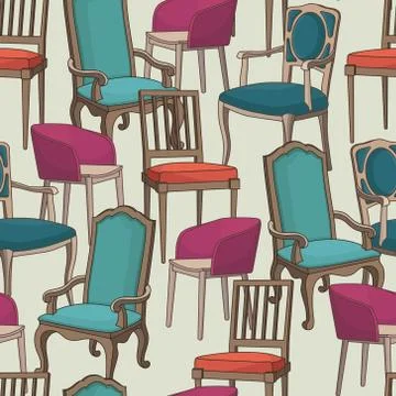 Vector seamless pattern with armchairs Stock Illustration