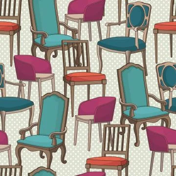 Vector seamless pattern with armchairs Stock Illustration