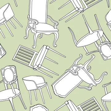 Vector seamless pattern with armchairs Stock Illustration