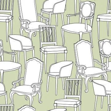 Vector seamless pattern with armchairs Stock Illustration