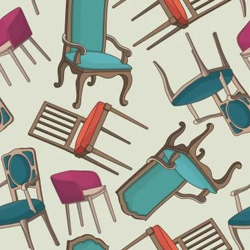 Vector seamless pattern with armchairs Stock Illustration