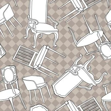 Vector seamless pattern with armchairs Stock Illustration