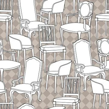 Vector seamless pattern with armchairs Stock Illustration