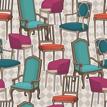 Vector seamless pattern with armchairs Stock Illustration