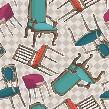 Vector seamless pattern with armchairs Stock Illustration