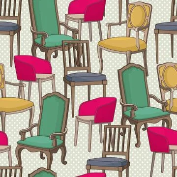 Vector seamless pattern with armchairs Stock Illustration