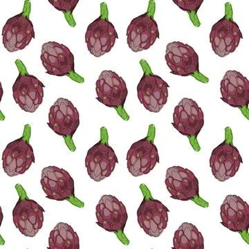 Vector seamless pattern with artichokes. Beautiful design elements, perfect f Stock Illustration