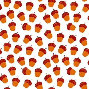 Vector seamless pattern of autumn acorns. Autumn Background Stock Illustration