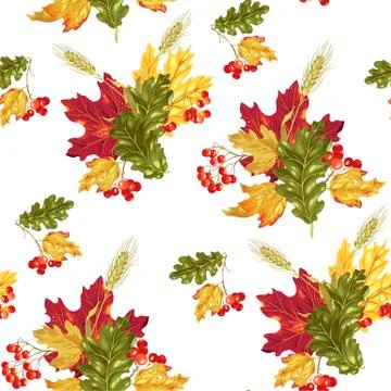 Vector seamless pattern with autumn bouquet 스톡 일러스트