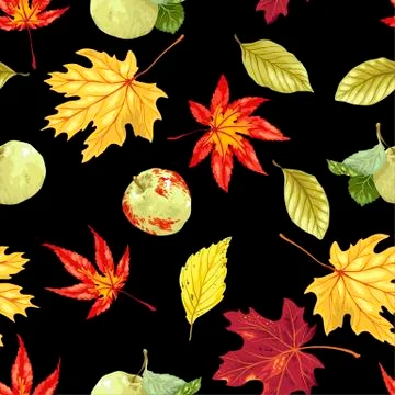 Vector seamless pattern with autumn bouquet Stock Illustration
