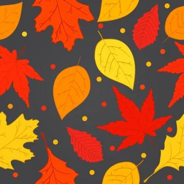 Vector a seamless pattern with autumn hands the drawn with leaves. Stock Illustration