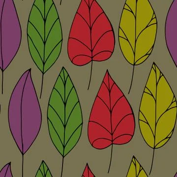 Vector seamless pattern with autumn leaves Stock Illustration