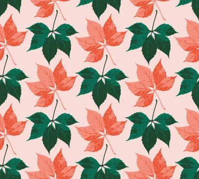 Vector seamless pattern with autumn leaves Stock Illustration