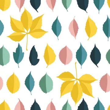 Vector seamless pattern with autumn leaves Stock Illustration