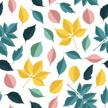 Vector seamless pattern with autumn leaves Stock Illustration