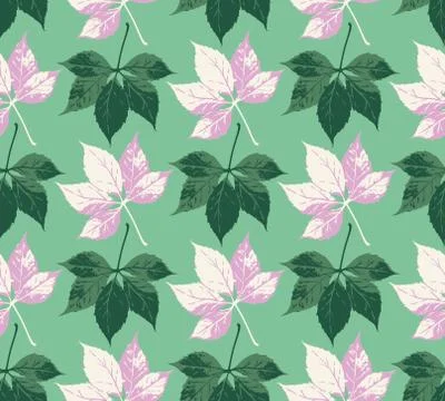 Vector seamless pattern with autumn leaves Stock Illustration