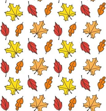 Vector seamless pattern of autumn leaves Stock Illustration