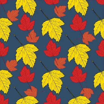 Vector seamless pattern with autumn leaves Stock Illustration