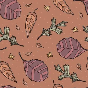 Vector seamless pattern with autumn leaves. Stock Illustration