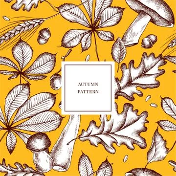 Vector seamless pattern of autumn pattern. Hand drawn vector illustration Stock Illustration