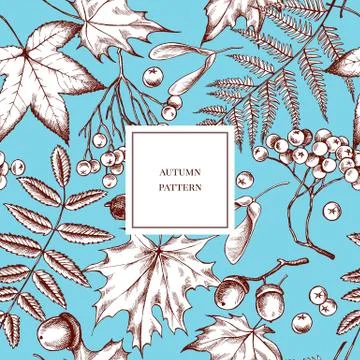 Vector seamless pattern of autumn pattern. Hand drawn vector illustration Stock Illustration