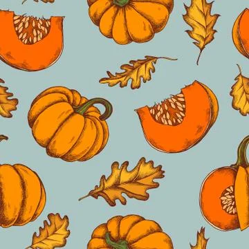 Vector seamless pattern of autumn pattern. Hand drawn vector illustration Stock Illustration