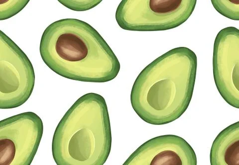Vector seamless pattern with avocado. Tropical background with exotic fruit. Stock Illustration