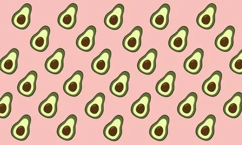 Vector seamless pattern with avocado. Tropical background with exotic fruit. Stock Illustration