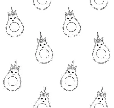 Vector seamless pattern of avocado unicorn horn Stock Illustration