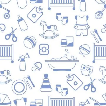 Vector Seamless Pattern Baby care Newborn Infant Illustrazione stock