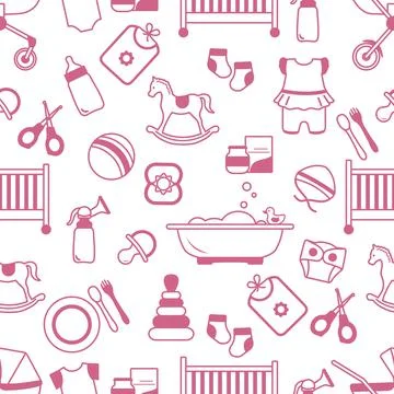 Vector Seamless Pattern Baby care Newborn Infant Stock Illustration