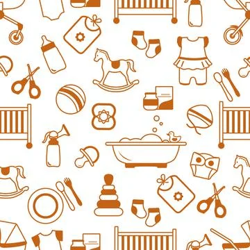 Vector Seamless Pattern Baby care Newborn Infant Stock Illustration