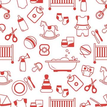 Vector Seamless Pattern Baby care Newborn Infant Stock Illustration