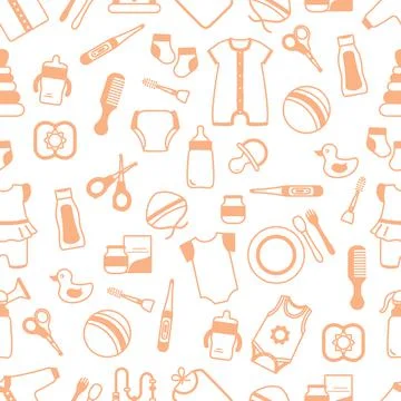 Vector Seamless Pattern Baby care Newborn Infant Stock Illustration