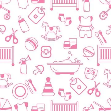 Vector Seamless Pattern Baby care Newborn Infant Stock Illustration