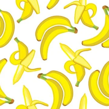 Vector seamless pattern background with bright bananas Stock Illustration