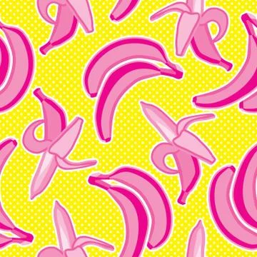 Vector seamless pattern background with bright bananas Stock Illustration