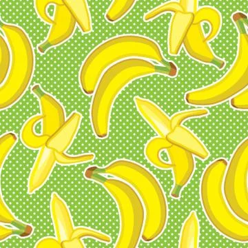 Vector seamless pattern background with bright bananas Stock Illustration