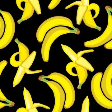 Vector seamless pattern background with bright bananas Stock Illustration