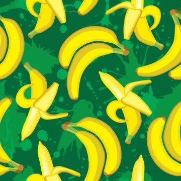 Vector seamless pattern background with bright bananas Stock Illustration